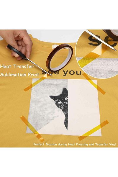 erorex 6 Packs Heat Tape For Heat Press Heat Transfer Tape Heat Resistant High Temperature Tape For Heat