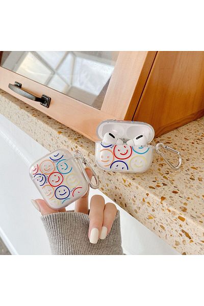 erorex Smiley Face Earphone Cover Applies To Airpods Pro2 Protective Cover 1 2 3 Wireless Bluetooth