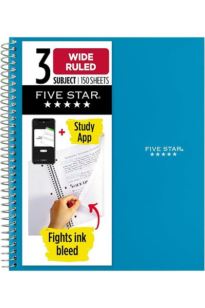 erorex Spiral Notebook 3 Subject Wide Ruled Paper 150 Sheets 10 1 2 Inch X 8 Inch Sheet Size Teal 73184