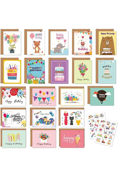 erorex 20Pcs Birthday Happy Birthday Cards With Envelopes And Birthday Card Assortment Box Variety Set Of
