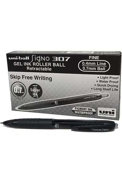 erorex Mi Umn307 Bk Signo Gel Ink Roller Ball Retractable Pen Umn 307 Black Pack Of 12