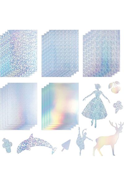 erorex Holographic Sticker Paper A4 Vinyl Sticker Paper Self Adhesive Waterproof Film With Gem Spot