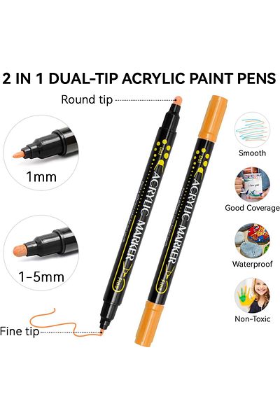 erorex Paint Markers Paint Pens Dual Tip Acrylic Paint Pens Ideal For Wood Rock Painting Canvas Stone