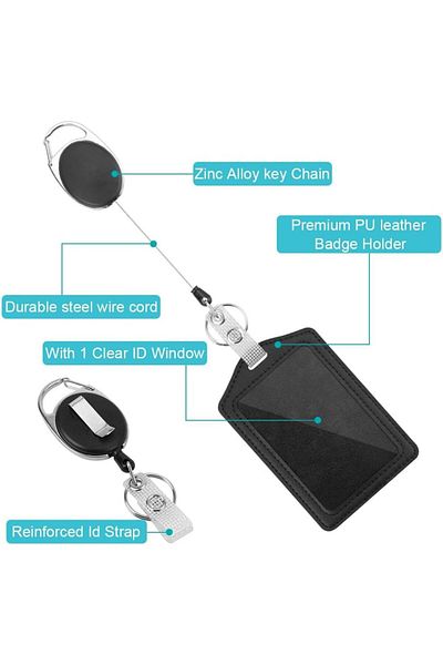 erorex 2 Pack Badge Holders Vertical Pu Leather Id Badge Card Holder With Detachable Neck Lanyard Strap