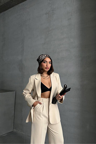 Neşeli Butik kadın gold düğme detaylı blazer ceket NBG077