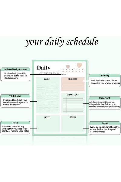 erorex Daily Planner Notepad 2Pcs To Do List Notepad Undated Note Pad 8.4