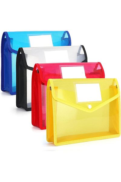 erorex A4 Plastic File Folders 4 Pack A4 Envelope Expanding File Wallet Waterproof File Plastic Document