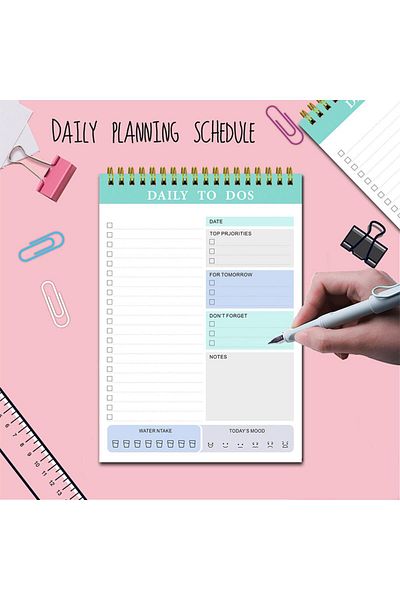 erorex Daily Planner Notepad 52 Sheets Tear Off To Do List Notebook For Productivity A5 Size Of Spiral
