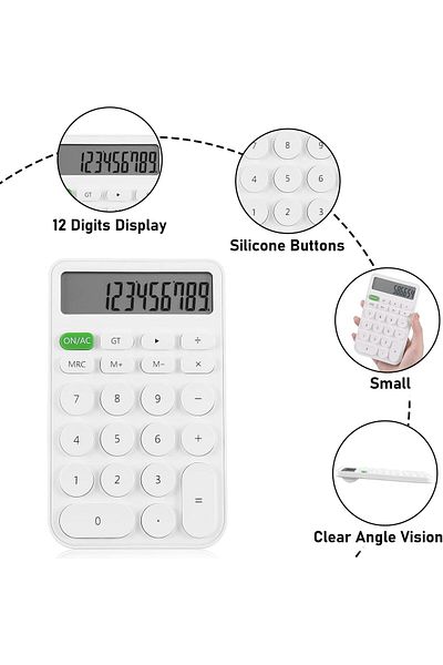 erorex Desktop Calculator For Students Office Supplies And Accessories 12 Digit Lcd Display Battery Basic