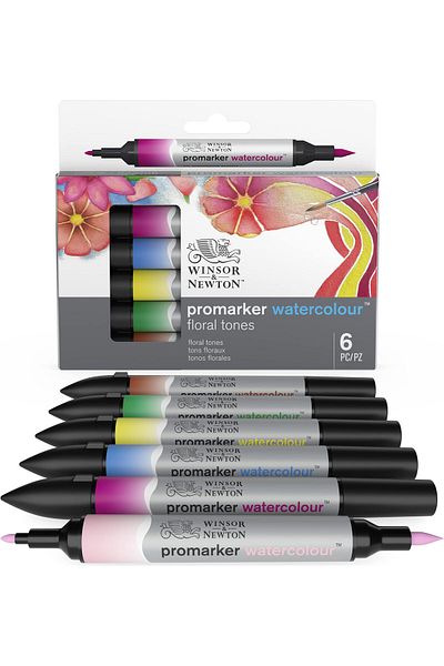 erorex Promarker Watercolor Marker Set 6 Count Floral Tones