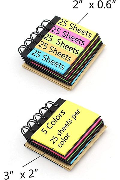 erorex Assorted Primary Colors Pocket Size Spiral Sticky Note Pad Paper Sticky Note Set With Spiral