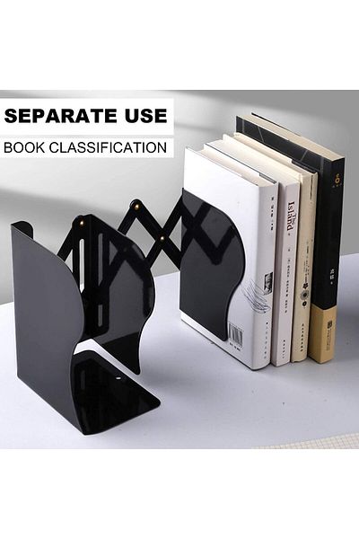 erorex Adjustable Bookend Metal Iron Black Bookends Expandable Bookend Stand For Office Desk Shelf