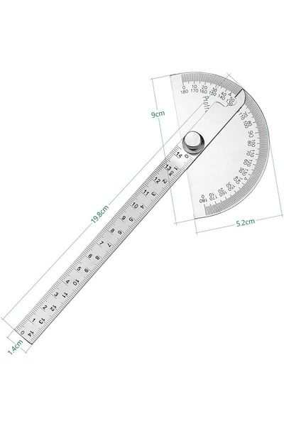 erorex Stainless Steel Protractor 0 180° Degree Protractor Angle Gauge With 140Mm Ruler Universal Angle