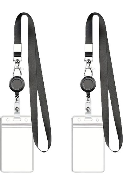 erorex 2 Set Card Retractable Reel Lanyard With Card Holder For Lanyard Id Office School Key Holder