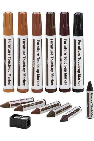 erorex Furniture Repair Kit Wood Markers Set Of 13 Markers And Wax Sticks With Sharpener Kit For Stains