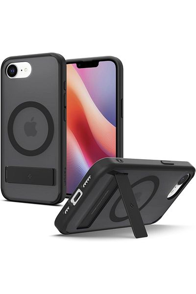 Spigen Spigen Ultra Hybrid S MagFit for iPhone 16e cover with Kickstand [MagSafe compatible] - Frost Black