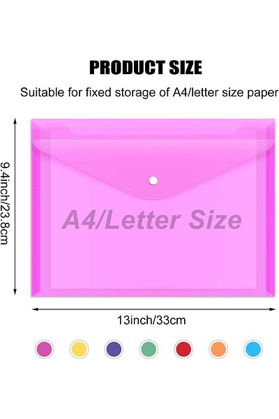 erorex 10 Pack Plastic Envelopes Poly Envelopes 5 Colors A4 Size Clear File Envelopes With Label Pocket