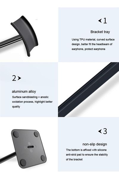 erorex Aluminum Head Mounted Headphone Stand Removable Headphone Display Stand Suitable For Home Office