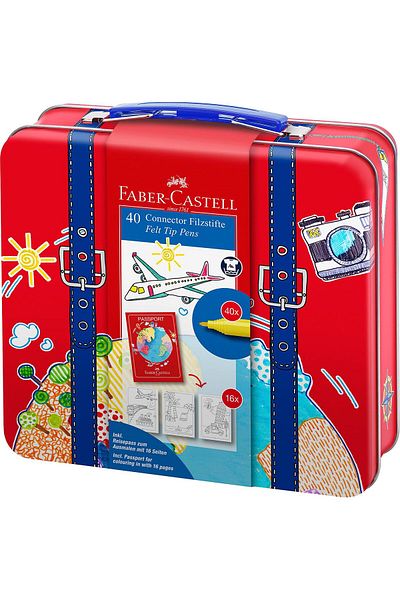erorex Connector Pen In Traveler Tin Suitcase 40 Piece Set Multicolor