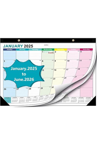 erorex تقويم مكتبي 2025، تقويم مكتبي شهري 43×30 سم، 18 شهرًا، 12 عنصرًا، ورق نشاف كبير شهريًا