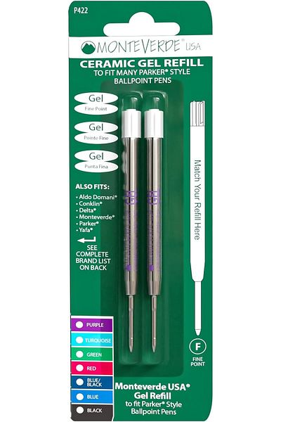 erorex Capless Ceramic Gel Purple Refill To Fit Parker Ballpoint Pens Fine Point 2 Pk P422Pl