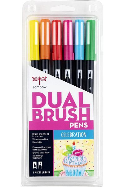 erorex 56225 Dual Brush Pen Art Markers Celebration 6 Pack