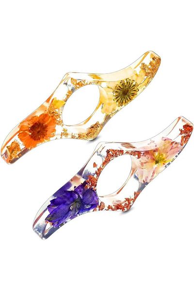 erorex 2 Pcs Dried Flower Resin Book Page Holder Thumb Book Page Holder Handmade Bookmark Reading