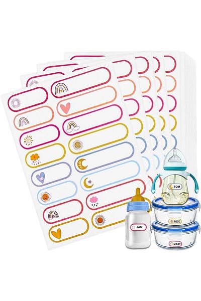 erorex 320Pcs Baby Bottle Labels For Daycare Waterproof Name Labels For Daycare Assorted Sizes And Colors