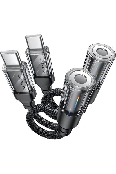 erorex محول شاحن ومنفذ USB C إلى مقبس 3.5 مم 2 في 1، محول USB C إلى مقبس صوت AUX مع PD 60 وات سريع