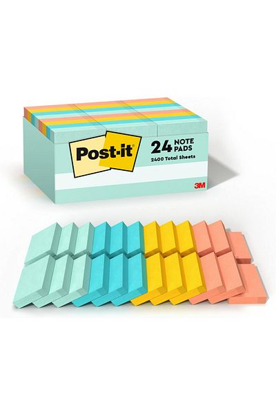 erorex Notes 1.5X2 In 24 Pads America'S 1 Favorite Sticky Notes Beachside Café Collection Pastel Colors