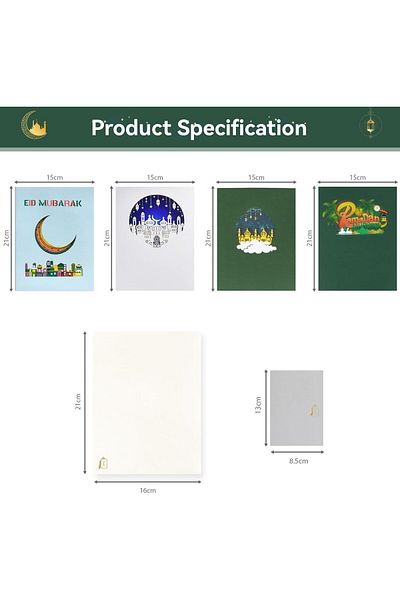 erorex 4 Pack Ramadan Kareem Greeting Cards Eid Mubarak Gift Card Eid Mubarak Cards Pop Up Ramadan