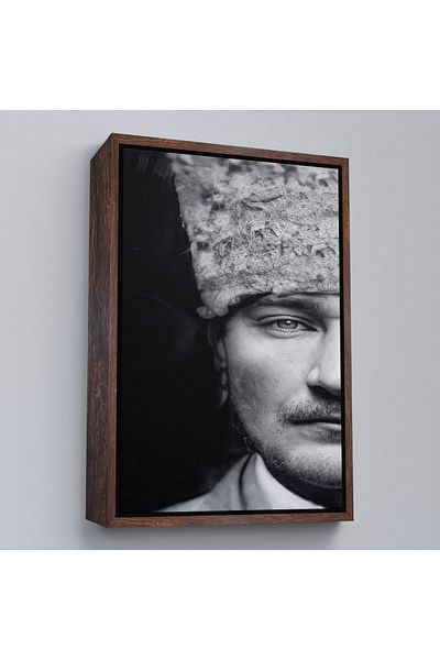 Harita Sepeti Pictură portret Ataturk cu cadru alb Mustafa Kemal Ataturk Pictură decorativă pe pânză dreptunghiulară
