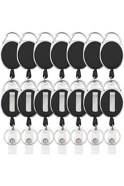 erorex Retractable Metal Oval Telescopic Keychain 10 Pack Id Badge Holders Carabiner Badge Reel With Belt