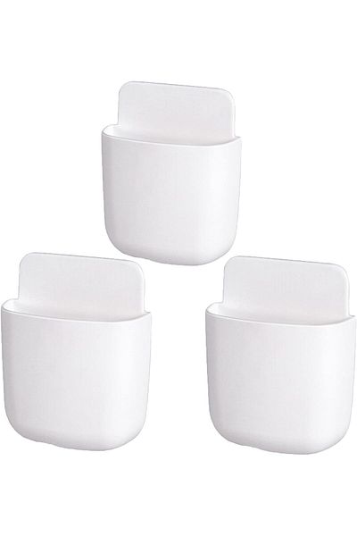 erorex Remote Control Holders Wall Mount Adhesive Pen Holders Adhesive Storages Phone Holders 3 Pack White