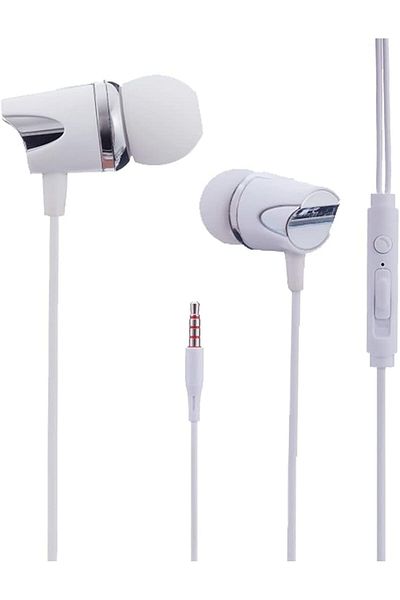 erorex Wired Headphone Cool Design Mobile Headphones Noise Cancellation Crisp Clear Sound Ep 09 White Gold