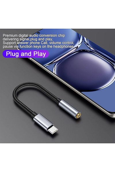 erorex محول USB C إلى مقبس سماعة رأس Aux يدعم محول USB C إلى مقبس سماعة رأس 2.5 مم و3.5 مم و4.4 مم