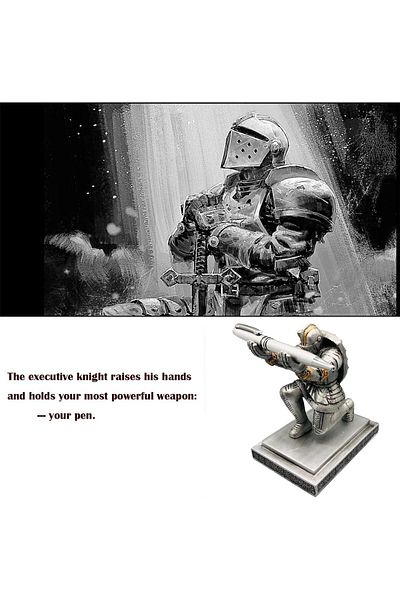 erorex Executive Knight Pen Holder Personalized Decoration Desk Accessory Stationery Organizer Creative