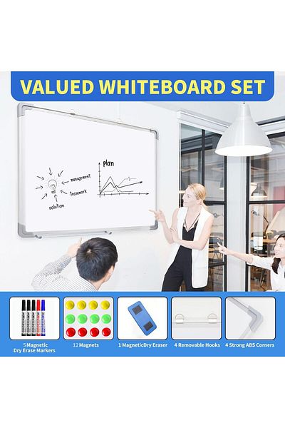 erorex Magnetic White Board 50X70Cm Large Dry Erase White Board Wall Mounted Single Sided Magnetic Writing
