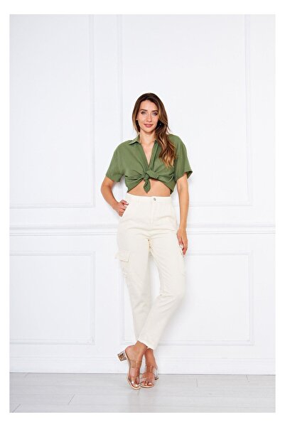 TIFFANY&TOMATO Kargo Cep Gabardin Pantolon