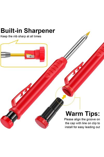 erorex Carpenter Mechanical Pencils Solid Carpentry Automatic Pencils Set Including 18Pcs Pencil Leads