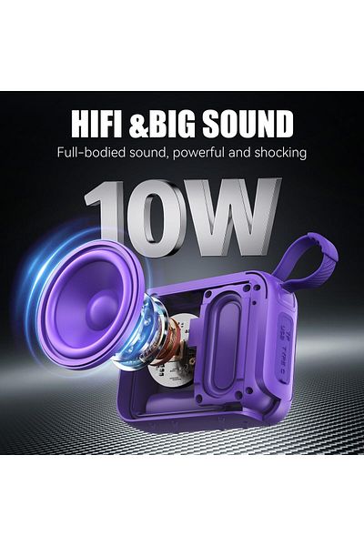 erorex Mini Portable Bluetooth Speaker With 24 Hour Battery Life Led Lights Tws Stereo Tf Card Slot