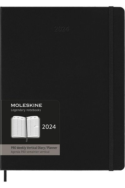 erorex 2024 Pro Vertical Weekly Planner 12M Extra Large Black Hard Cover 7.5 X 10