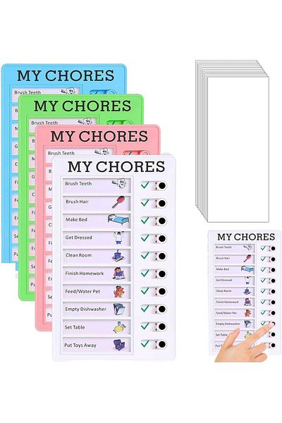 erorex Chore Chart For Kids Adults 4 Pcs Checklist Board Reusable To Do List Sliding Routine Chart With 20