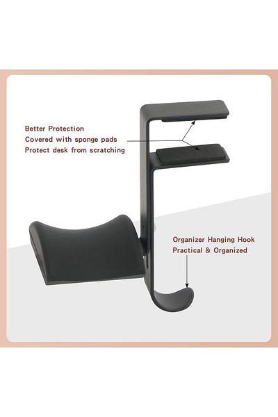 erorex Headphone Stand Hanger Headphone Hook Holder With Adjustable Rotating Arm Clamp & Cable Organizer