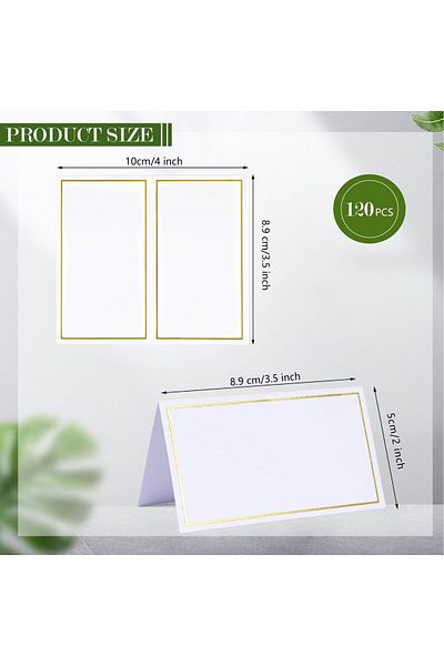 erorex Place Cards Pack Of 120 Small Tent Cards With Gold Foil Border Perfect For Weddings Banquets Events