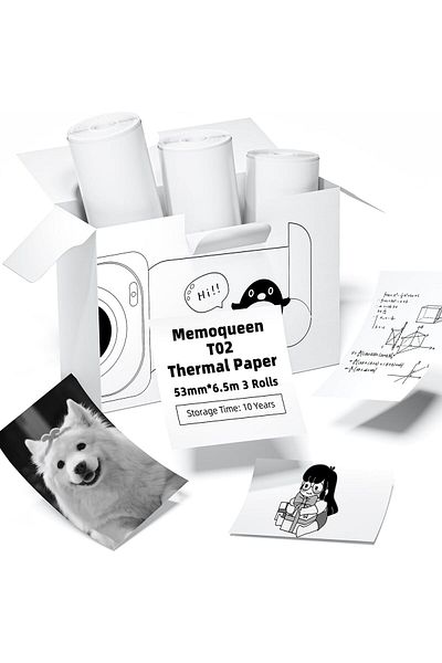 erorex T02 White Non Adhesive Thermal Paper Non Sticky Printer Paper For T02 Mini Printer 2.08 Inch X