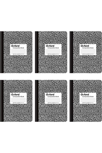 erorex Composition Notebooks Wide Ruled Paper 24.7 X 19.1 Cm 100 Sheets Black 6 Pack 63764