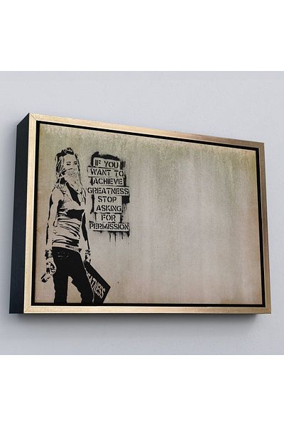 Harita Sepeti Banksy με χρυσό πλαίσιο, εάν θέλετε να κάνετε μεγάλες εργασίες, αφήστε το να επιβάλλετε το ζωγραφική