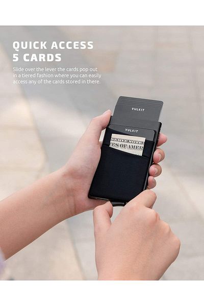 erorex Credit Card Holder Aluminum Rigid Pop Up Card Holder With Pocket Banknotes Rfid Blocking Store 5