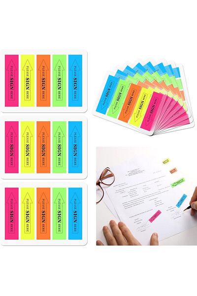 erorex Fluorescent Plastic Film Index Sticky Notes Sticky Tabs With 5 Bright Colors Transparent Please